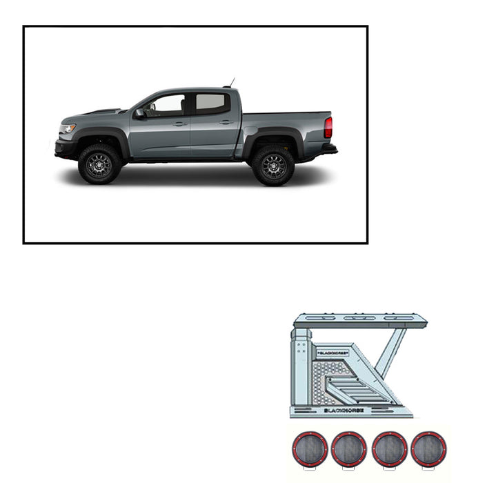 Black Horse Off Road AR2-04BA3-PLFR Armour II Roll Bar W/Basket Kit - Truck Part Superstore