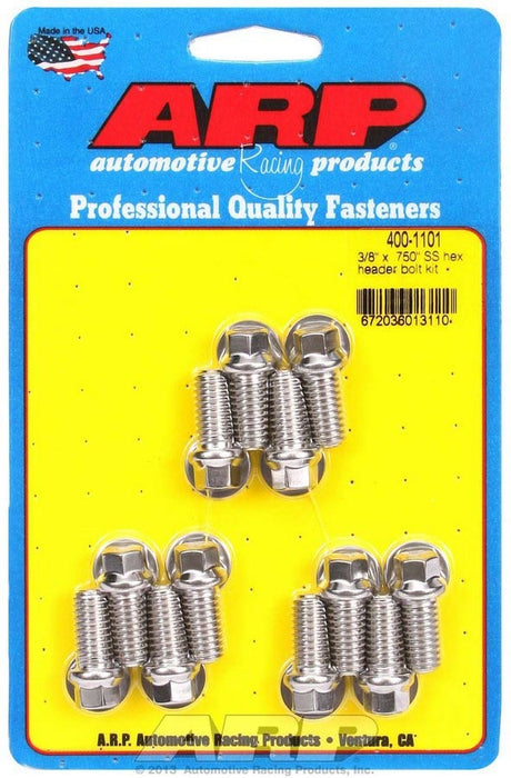 ARP 400-1101 S/S Header Bolt Kit - 3/8 x .750 UHL (12)