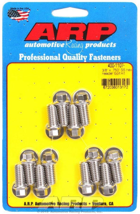 ARP 400-1107 S/S Header Bolt Kit - 3/8 x .750 UHL (12)