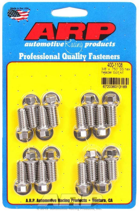 ARP 400-1108 S/S Header Bolt Kit - 3/8 x .750 UHL (16)