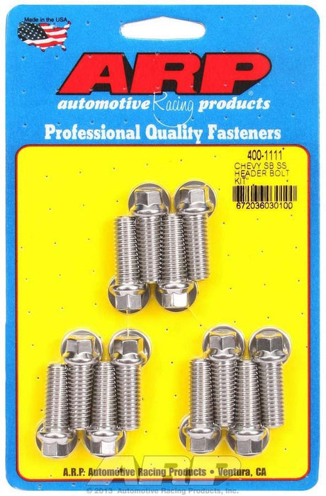 ARP 400-1111 S/S Header Bolt Kit - 3/8 x 1.00 UHL (12)