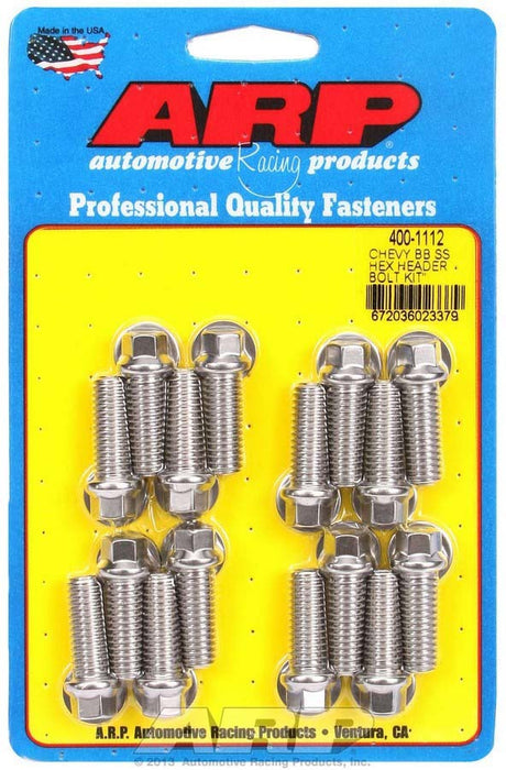 ARP 400-1112 S/S Header Bolt Kit - 3/8 x 1.00 UHL (16)