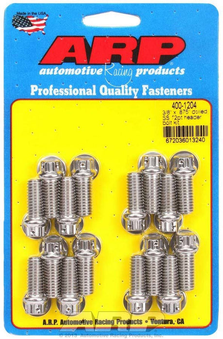 ARP 400-1204 S/S Header Bolt Kit - 3/8 x .875 UHL (16)