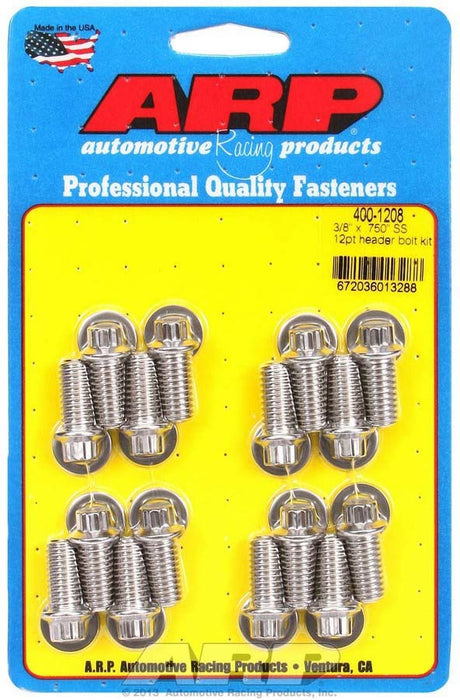 ARP 400-1208 S/S Header Bolt Kit - 3/8 x .750 UHL (16)