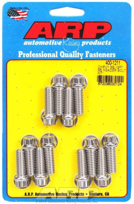 ARP 400-1211 S/S Header Bolt Kit - 3/8 x 1.00 UHL (12)