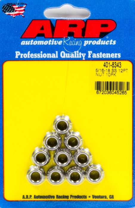 ARP 401-8343 S/S 12pt. Nut - 5/16-18 10pk