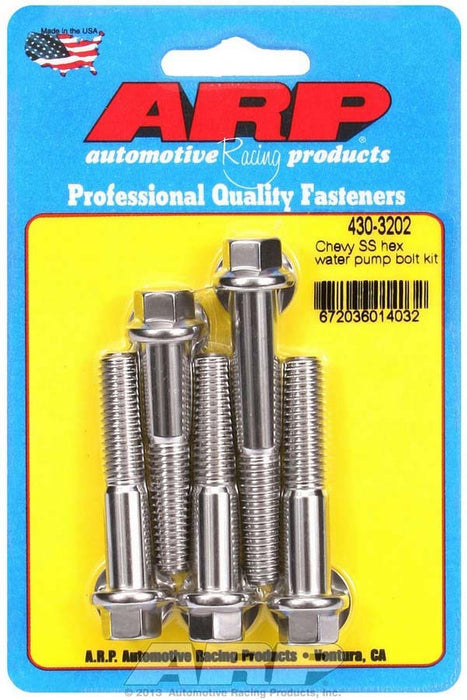 ARP 430-3202 S/S Water Pump Bolt Kit Chevy 6pt.