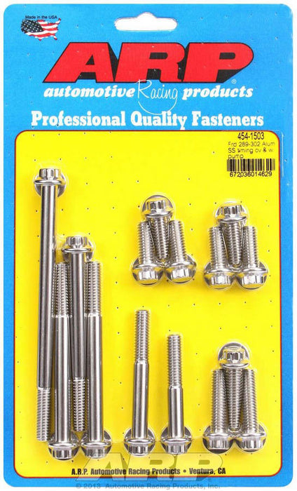 ARP 454-1503 SBF S/S T/C & W/P Bolt Kit 12pt.