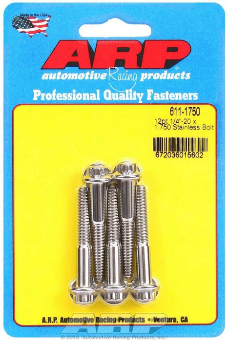 ARP 611-1750 S/S Bolt Kit - 12pt. (5) 1/4-20 x 1.750