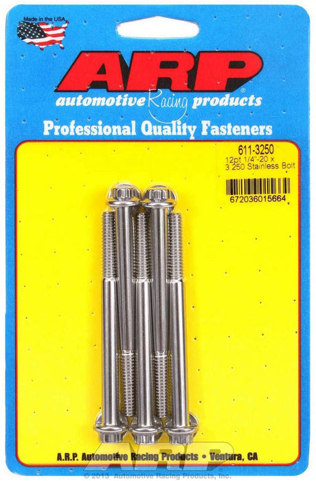 ARP 611-3250 S/S Bolt Kit - 12pt. (5) 1/4-20 x 3.250
