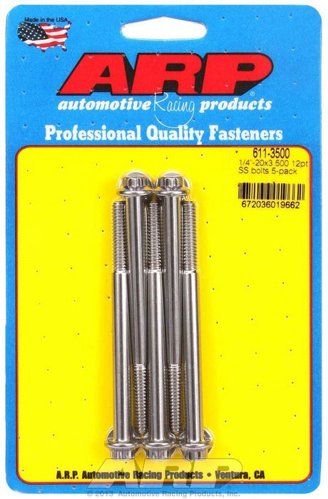 ARP 611-3500 S/S Bolt Kit - 12pt. (5) 1/4-20 x 3.500