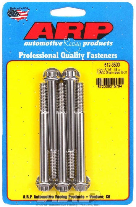 ARP 612-3500 S/S Bolt Kit - 12pt. (5) 5/16-18 x 3.500