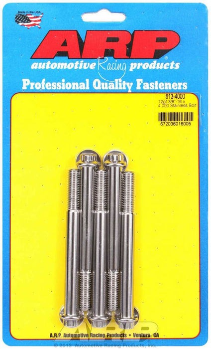 ARP 613-4000 S/S Bolt Kit - 12pt. (5) 3/8-16 x 4.000
