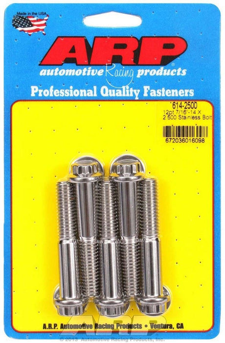 ARP 614-2500 S/S Bolt Kit - 12pt. (5) 7/16-14 x 2.500