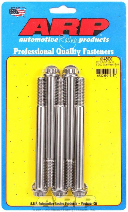 ARP 614-5000 S/S Bolt Kit - 12pt. (5) 7/16-24 x 5.000
