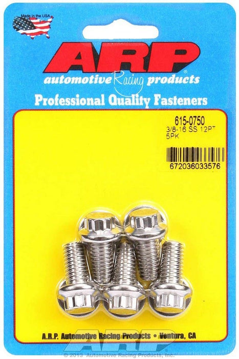 ARP 615-0750 S/S Bolt Kit - 12pt. (5) 3/8-16 x 0.750