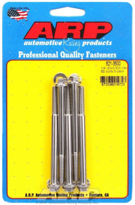 ARP 621-3500 S/S Bolt Kit - 6pt. (5) 1/4-20 x 3.500
