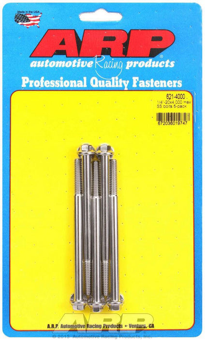 ARP 621-4000 S/S Bolt Kit - 6pt. (5) 1/4-20 x 4.000