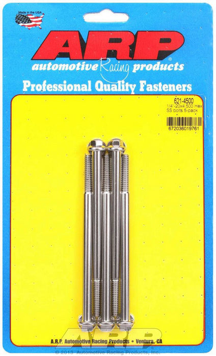 ARP 621-4500 S/S Bolt Kit - 6pt. (5) 1/4-20 x 4.500