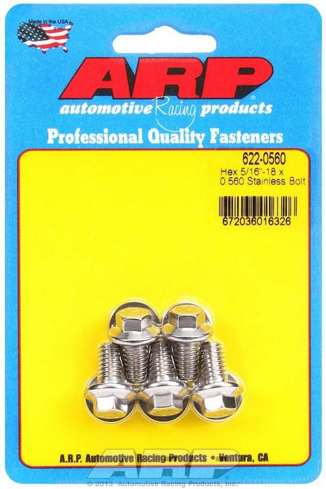 ARP 622-0560 S/S Bolt Kit - 6pt. (5) 5/16-18 x .560