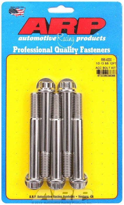 ARP 656-4000 S/S Bolt Kit - 12pt. (5) 1/2-13 x 4.000