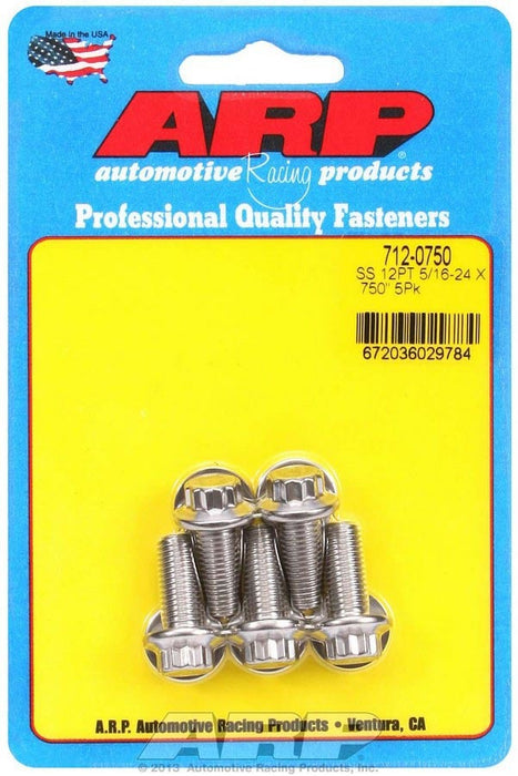 ARP 712-0750 S/S Bolt Kit - 12pt. (5) 5/16-24 x .750