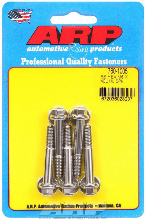 ARP 760-1005 S/S Bolt Kit - 6pt. (5) 6mm x 1.00 x 40mm