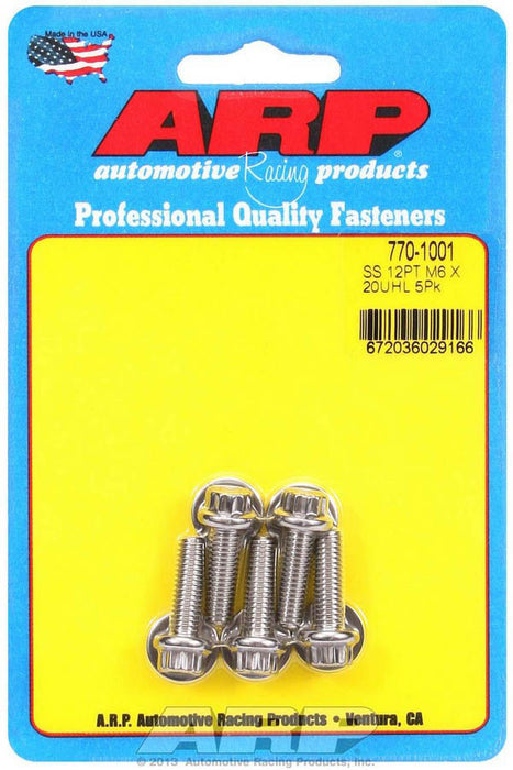 ARP 770-1001 S/S Bolt Kit - 12pt. (5) 6mm x 1.00 x 20