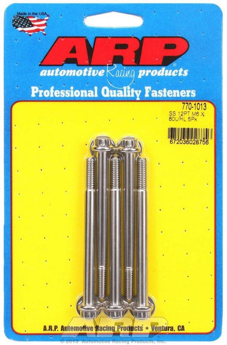 ARP 770-1013 S/S Bolt Kit - 12pt. (5) 6mm x 1.00 x 80