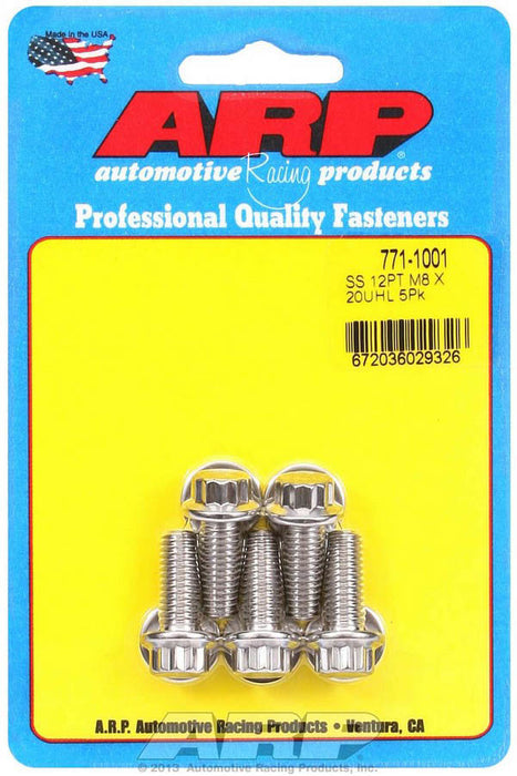 ARP 771-1001 S/S Bolt Kit - 12pt. (5) 8mm x 1.25 x 20