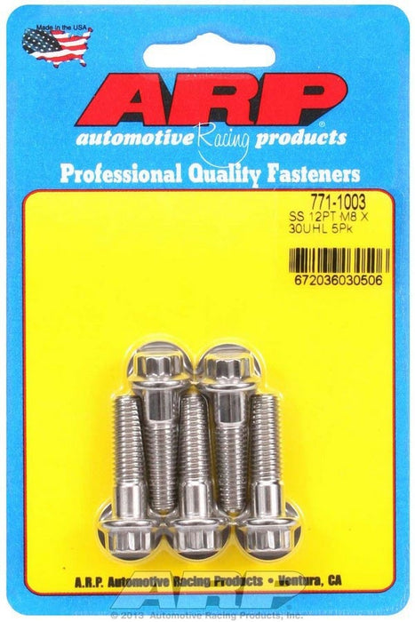 ARP 771-1003 S/S Bolt Kit - 12pt. (5) 8mm x 1.25 x 30