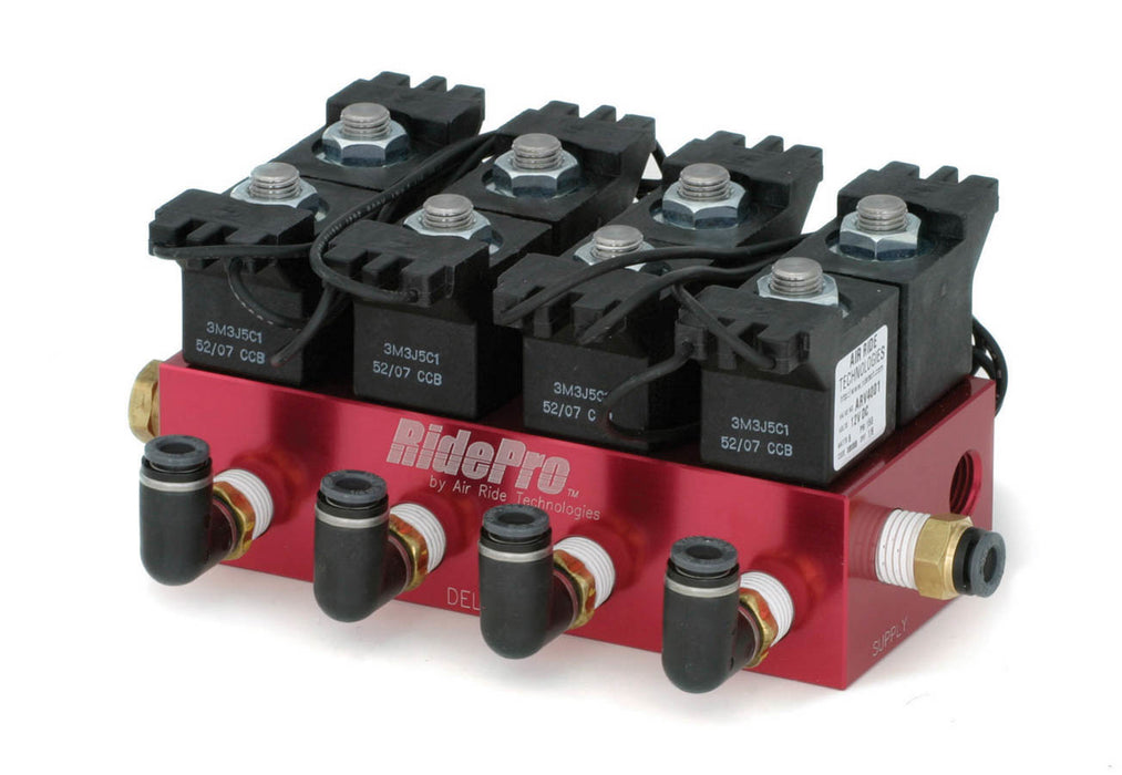 RIDETECH 31934001 Air Valve Block RidePro 4-Way with 1/4in NPT