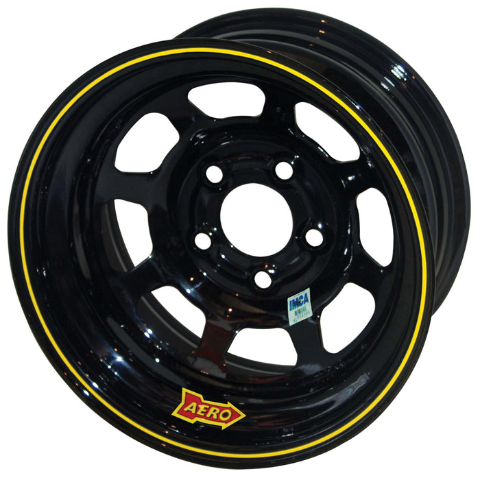 AERO RACE WHEELS 52-185020LT3 15x8 2in 5.00 Black LR w/ 3 Tabs for Mudcover