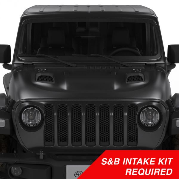 S&B AS-1014-BKJF Air Hood Scoop System for 18-20 Wrangler JL Rubicon 2.0L, 3.6L, 2020 Jeep Gladiator 3.6L S&B Intake Required - Truck Part Superstore