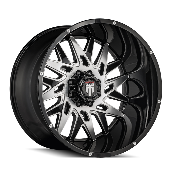 AMERICAN TRUXX AT184-24478BM-76 AT184 DNA BLACK/MACHINED 24X14 8-180 -76mm 125.2mm - Truck Part Superstore