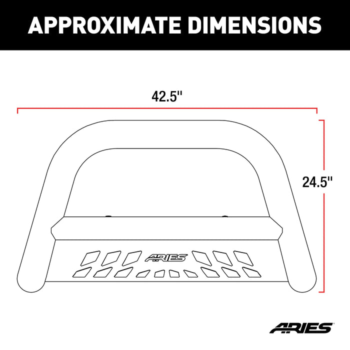 ARIES B35-3007 3" Black Steel Bull Bar, Select Ford Expedition, F-150, Lincoln Mark LT for Select Ford F-150