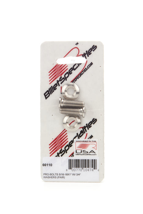 BILLET SPECIALTIES 66110 5/16-18 x 1in SS Bolts Pair