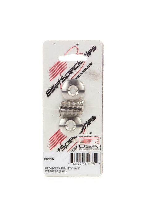 BILLET SPECIALTIES 66115 5/16-18 x 1in SS Bolts Pair