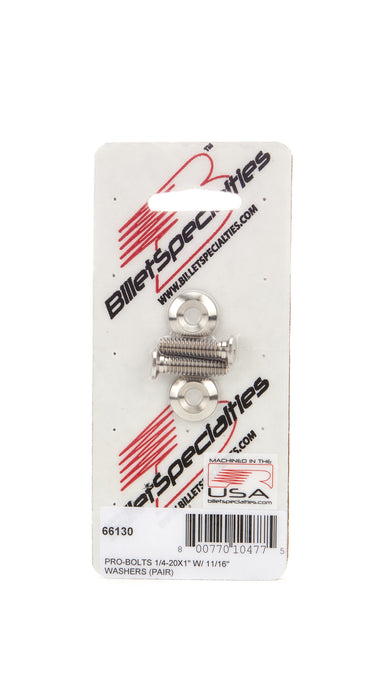BILLET SPECIALTIES 66130 1/4-20 x 1in SS Bolts Pair
