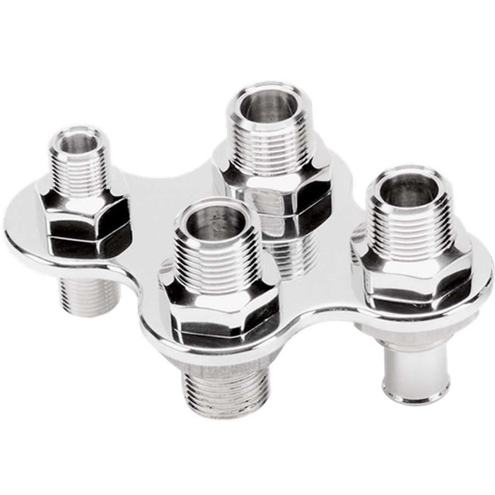 BILLET SPECIALTIES 66925 A/C & Heat Bulkhead Push-On 4 Port