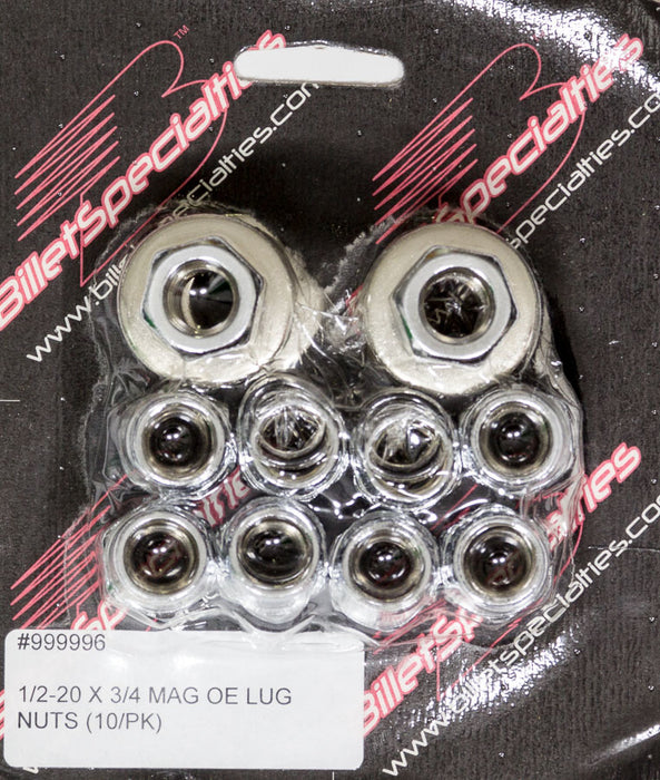 BILLET SPECIALTIES 999996 1/2-20 X 3/4 Mag Lug Nuts (10/PK)