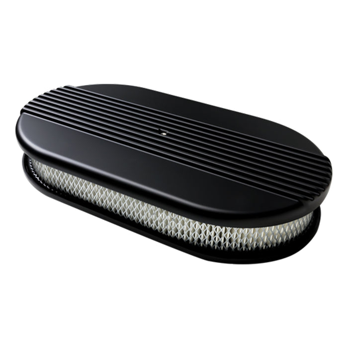 BILLET SPECIALTIES BLK15640 Air Cleaner Large Oval Ribbed Black