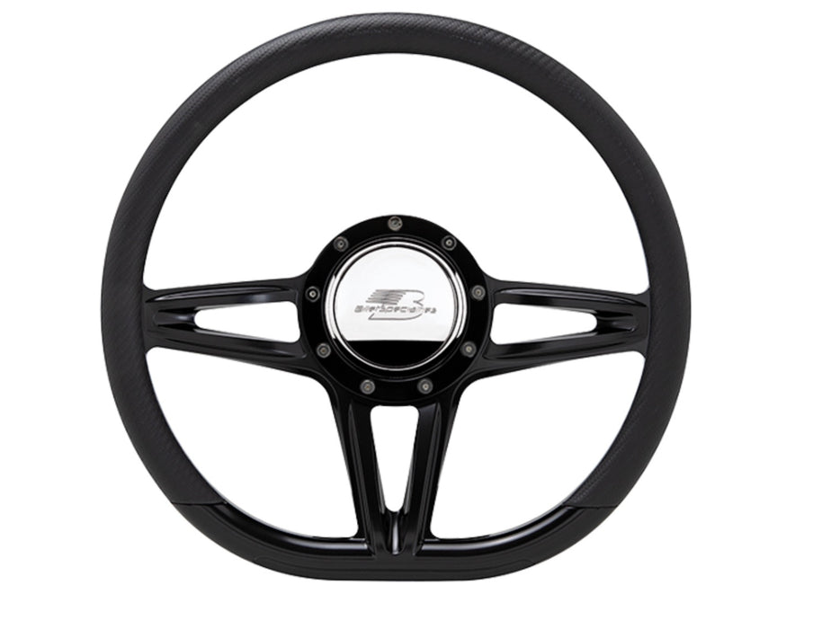 BILLET SPECIALTIES BLK29441 Steering Wheel 14in D-Shape Victory Black
