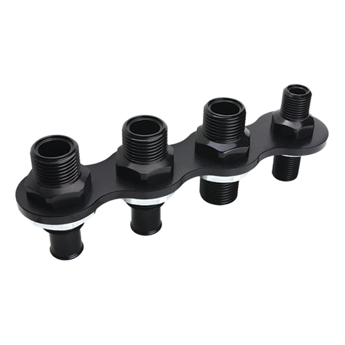 BILLET SPECIALTIES BLK66935 A/C & Heat Bulkhead Inli ne Push On 4-Port Black