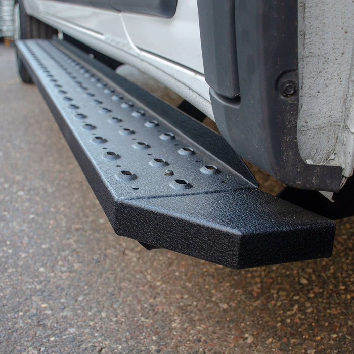 ARIES C3696 RidgeStep 6-1/2" x 96", 36" Black Steel Running Boards (No Brackets) for Select Ford E-350