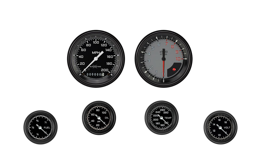 CLASSIC INSTRUMENTS AX101GBLF Autocross Grey 6 Gauge Set 2-1/8 Full Sweep
