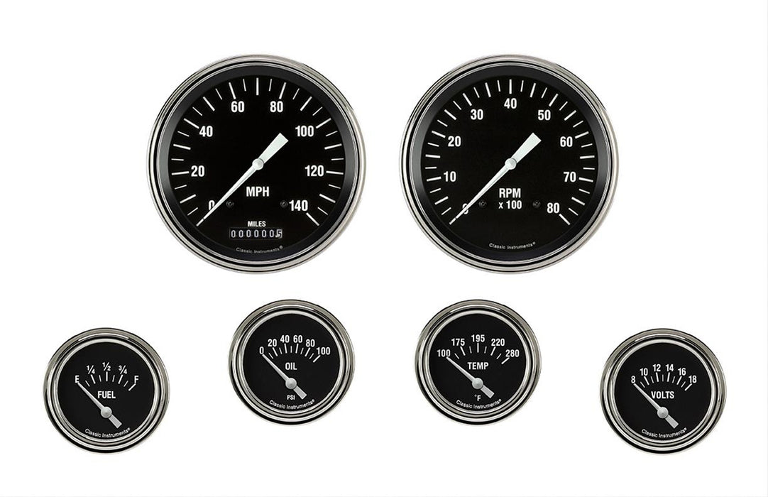 CLASSIC INSTRUMENTS HR251SLF Hot Rod 6 Gauge Set 2-5/8 Short Sweep