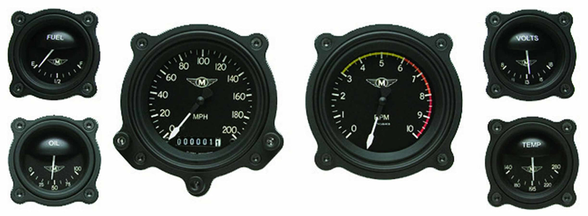 CLASSIC INSTRUMENTS MA01BLFBZ Moal Bomber 6 Gauge Set