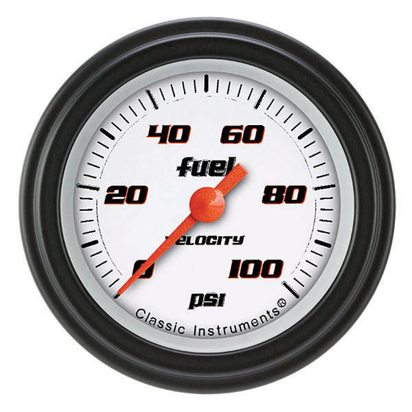 CLASSIC INSTRUMENTS VS146WBLF Velocity White Fuel Pres 100 PSI 2-1/8 Full Sweep