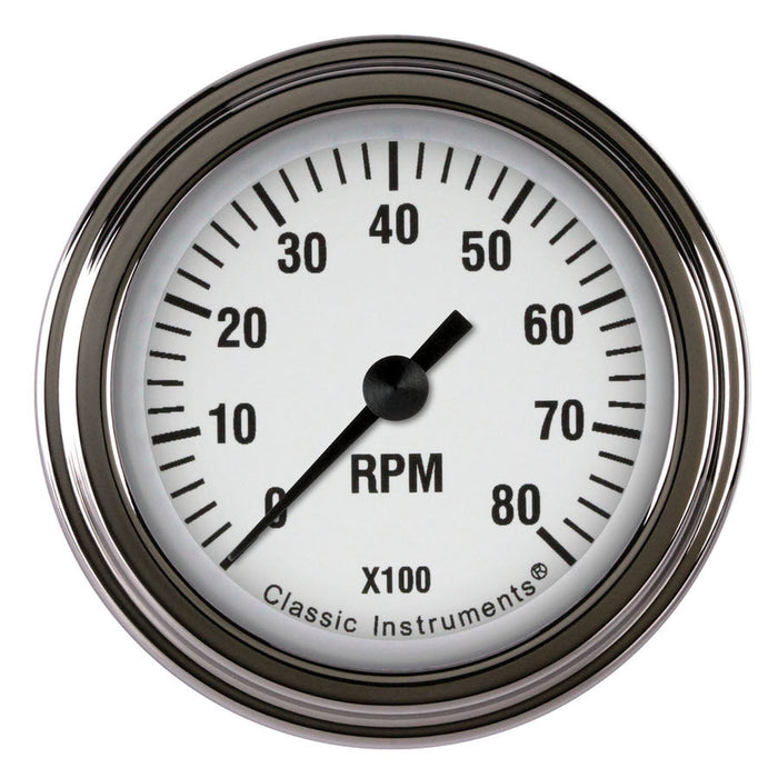 CLASSIC INSTRUMENTS WH183SLF White Hot Tachometer 2-1/8 Full Sweep